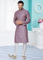 Dhupion Silk Purple Festival Wear Printed Readymade Kurta Pajama